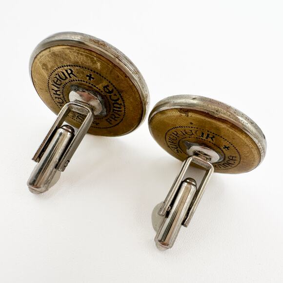 Cufflinks Crafted from Antique French Buttons Featuring a Regal Crown Design - Picture 10 of 13